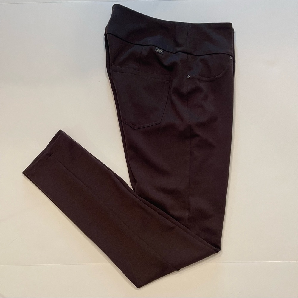 JAG Women’s Chocolate Brown Mid-Rise Pull-On Stretch Knit True Slim Leggings 6